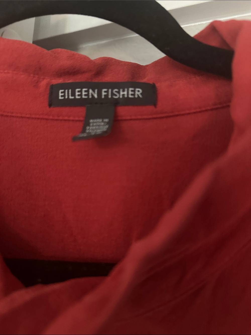 Eileen Fisher Red Long-Sleeve Button-Down Shirt Dress - Picture 3 of 8